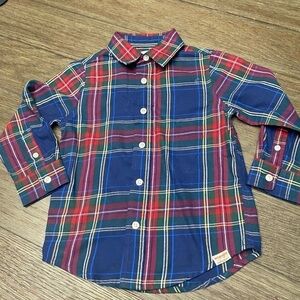 Wrangler red white blue button down long sleeve plaid shirt 3T